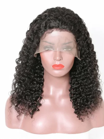 10A Kinky Curly Front Lace Human Hair Wigs With Baby Hair