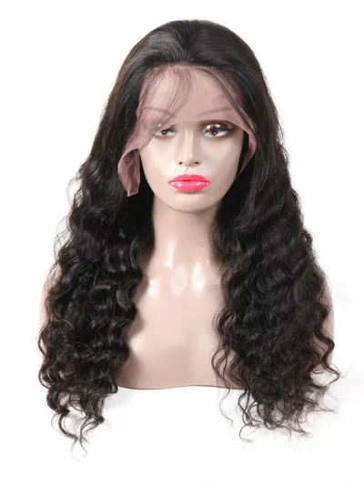 10A Lace Front Wig,Human Hair Wigs With Baby Hair Nature Black - Loose Wave