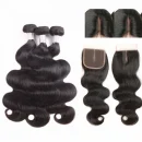 Brazilian Virgin Hair 3 Bundles With Lace Closure - Body Wave