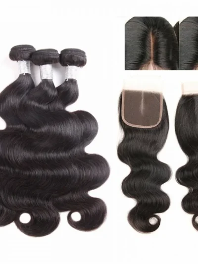 Brazilian Virgin Hair 3 Bundles With Lace Closure - Body Wave