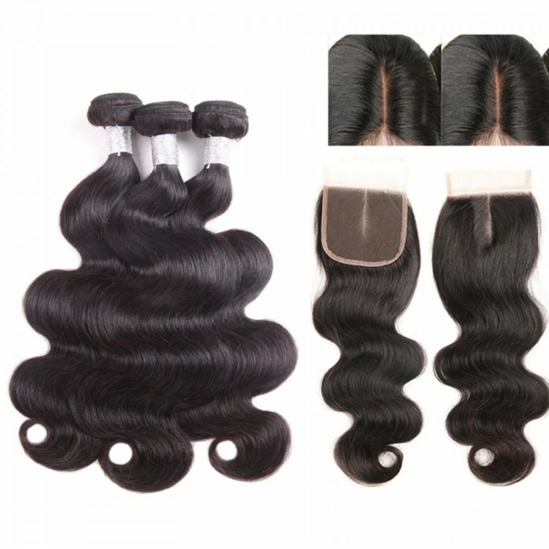 Brazilian Virgin Hair 3 Bundles With Lace Closure - Body Wave
