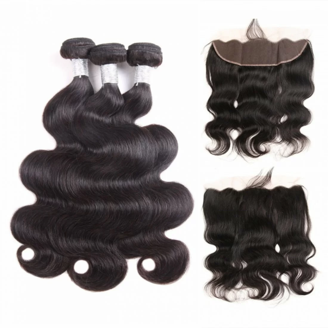 Brazilian Virgin Hair 3 Bundles With Lace Frontal- Body Wave - Image 4