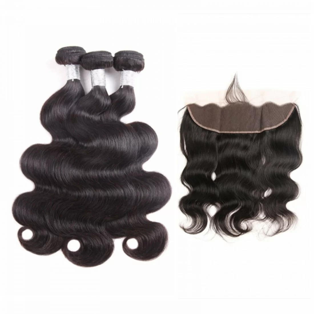 Brazilian Virgin Hair 3 Bundles With Lace Frontal- Body Wave