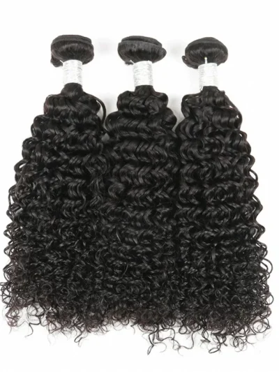 Brazilian Virgin Hair Kinky Curl 3 Bundles Deal Natural Color 100% Human Hair Extensions 12-28 Inch Unprocessed Hair Weave