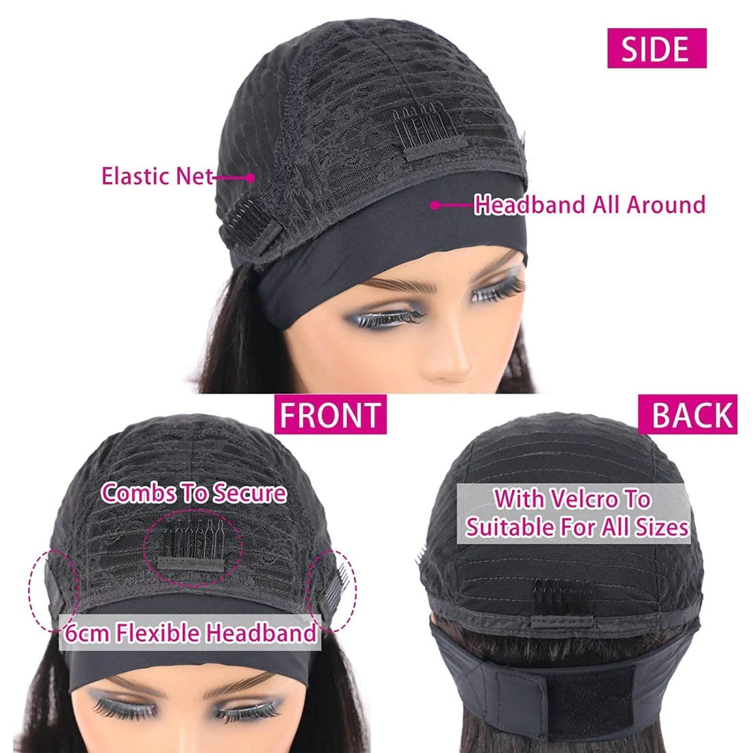 Headband Bob Wigs Human Hair Straight Short Bob Remy Hair Wigs Blunt Cut without Bangs 150 Density - Image 2