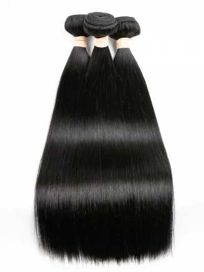 Remy Hair Extensions 100% Human Hair Bundles 3PCS Natural Color - Straight