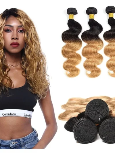 Ombre Hair Bundles Body Wave 1b/27 Ombre Honey Brown Color 10"-28" 100g