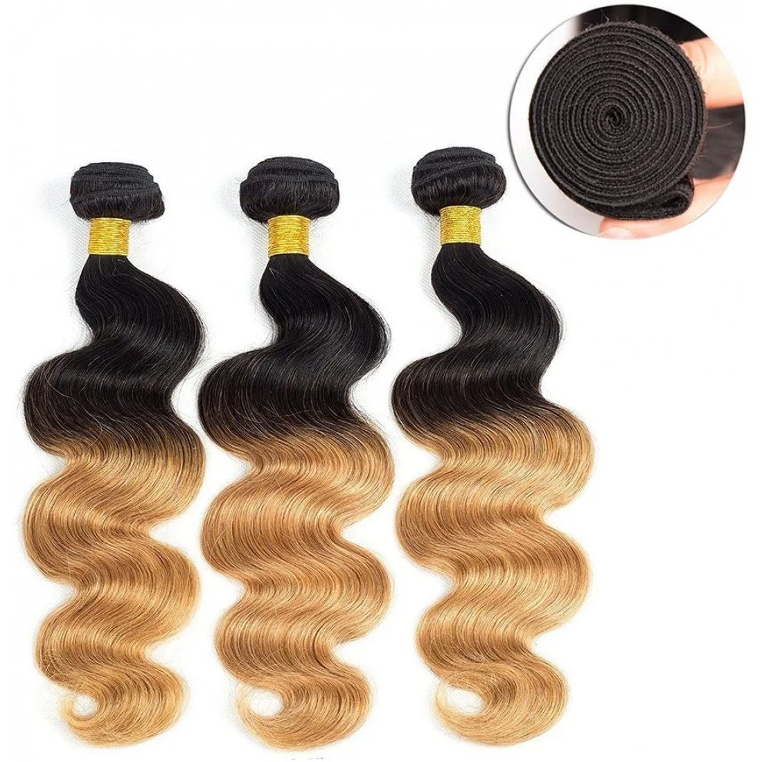 Ombre Hair Bundles Body Wave 1b/27 Ombre Honey Brown Color 10"-28" 100g - Image 3
