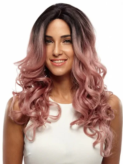 Synthetic Lace Front Wig High Temperature Fiber Loose Wave Synthetic Hair Wigs Mixed Color Cosplay Wig