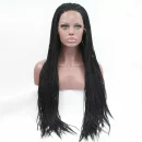 Synthetic Braided Lace Front Wigs Heat Resistant Fiber Hair Wigs Black Color