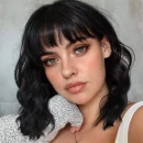 Bob Wigs with Bangs Body Wave Human Hair Wavy Bob Wigs None Lace Front 130% Density Guless Machine Made Wigs Natural Color For Women