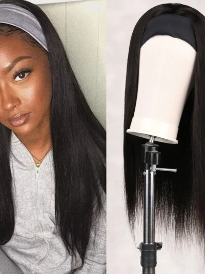 Headband Wigs for Black Women Human Hair Straight Brizilian Remy Hair Glueless Wigs